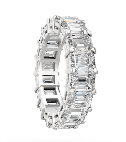 Emerald Cut Diamond Eternity Ring (10.14ct) in White Gold