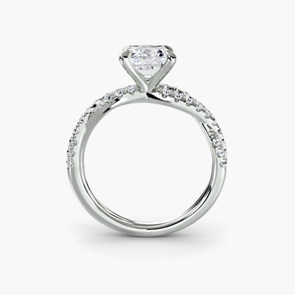 The Twisted Pavé Solitaire Emerald cut in White Gold