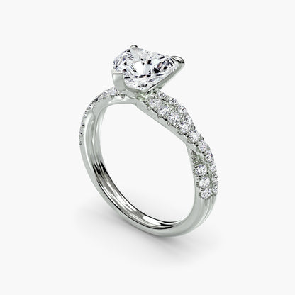 The Twisted Pavé Solitaire Heart Shape in White Gold