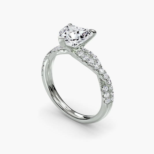 The Twisted Pavé Solitaire Heart Shape in White Gold