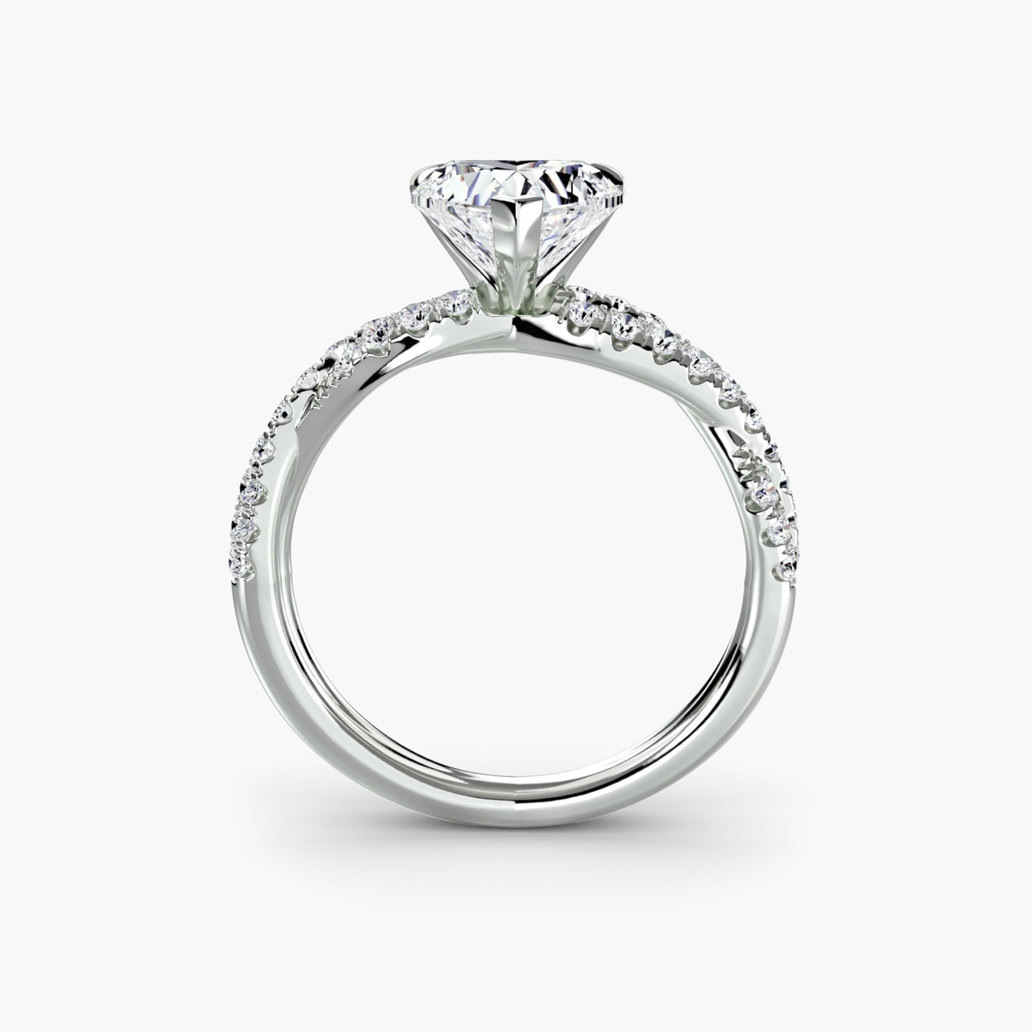 The Twisted Pavé Solitaire Heart Shape in White Gold