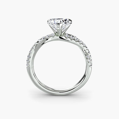 The Twisted Pavé Solitaire Heart Shape in White Gold