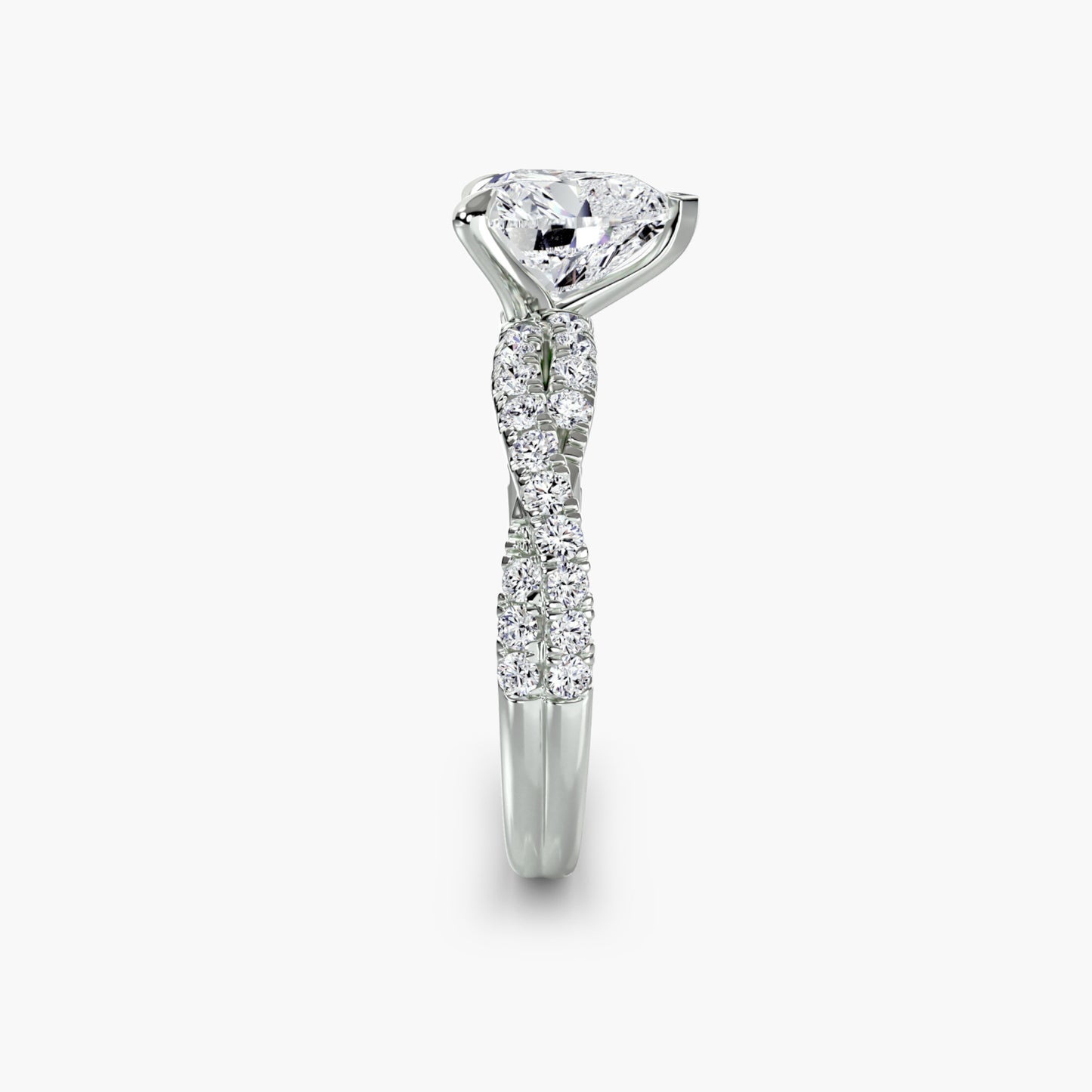 The Twisted Pavé Solitaire Heart Shape in White Gold