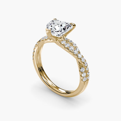 The Twisted Pavé Solitaire Heart Shape in Yellow Gold