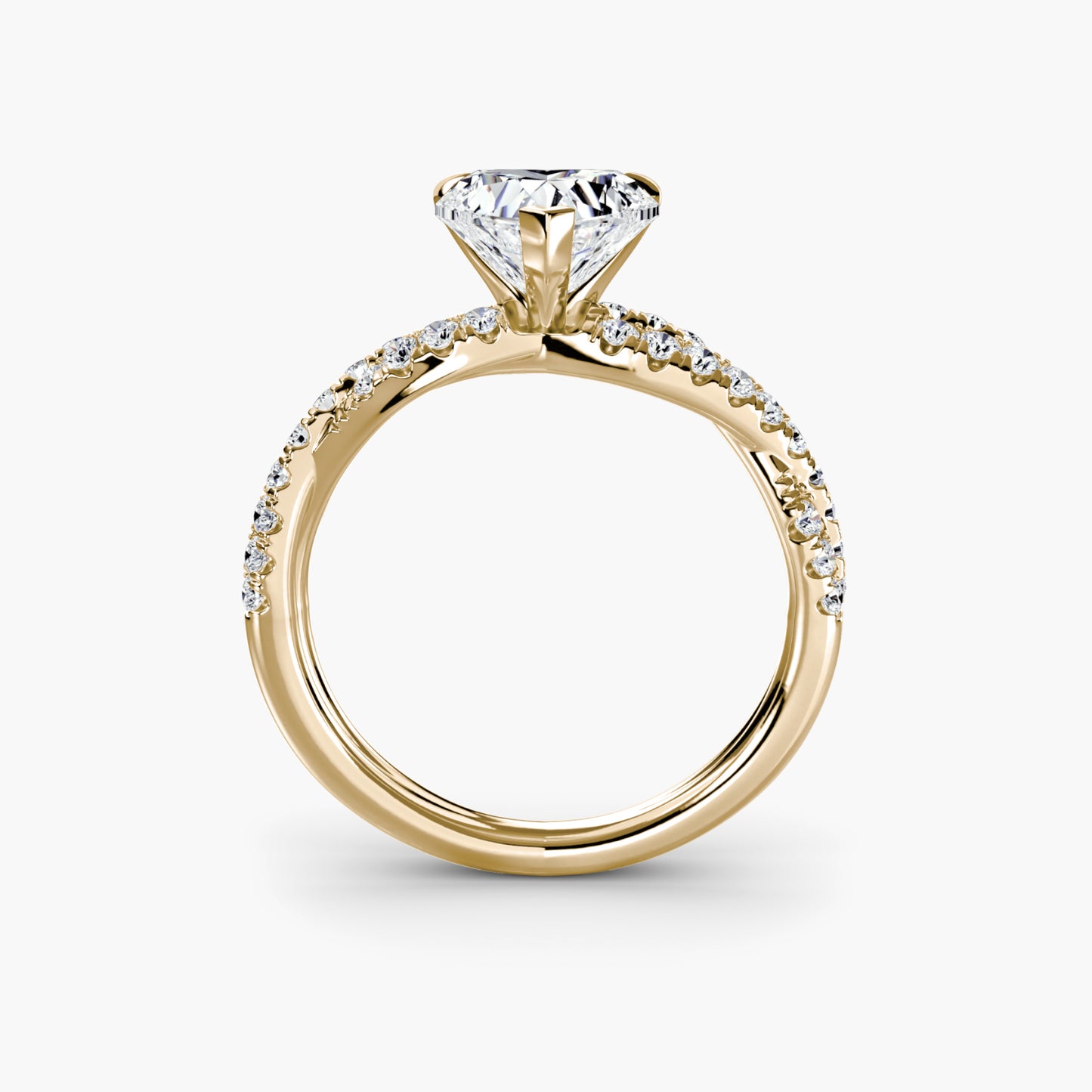 The Twisted Pavé Solitaire Heart Shape in Yellow Gold