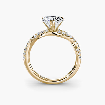The Twisted Pavé Solitaire Heart Shape in Yellow Gold