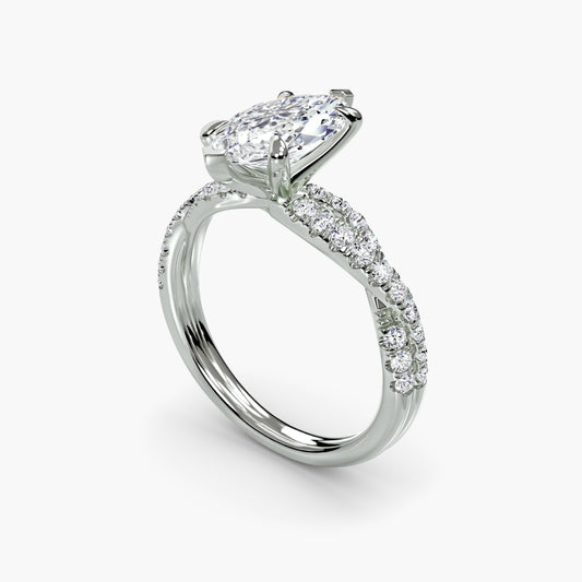 The Twisted Pavé Solitaire Marquise in White Gold