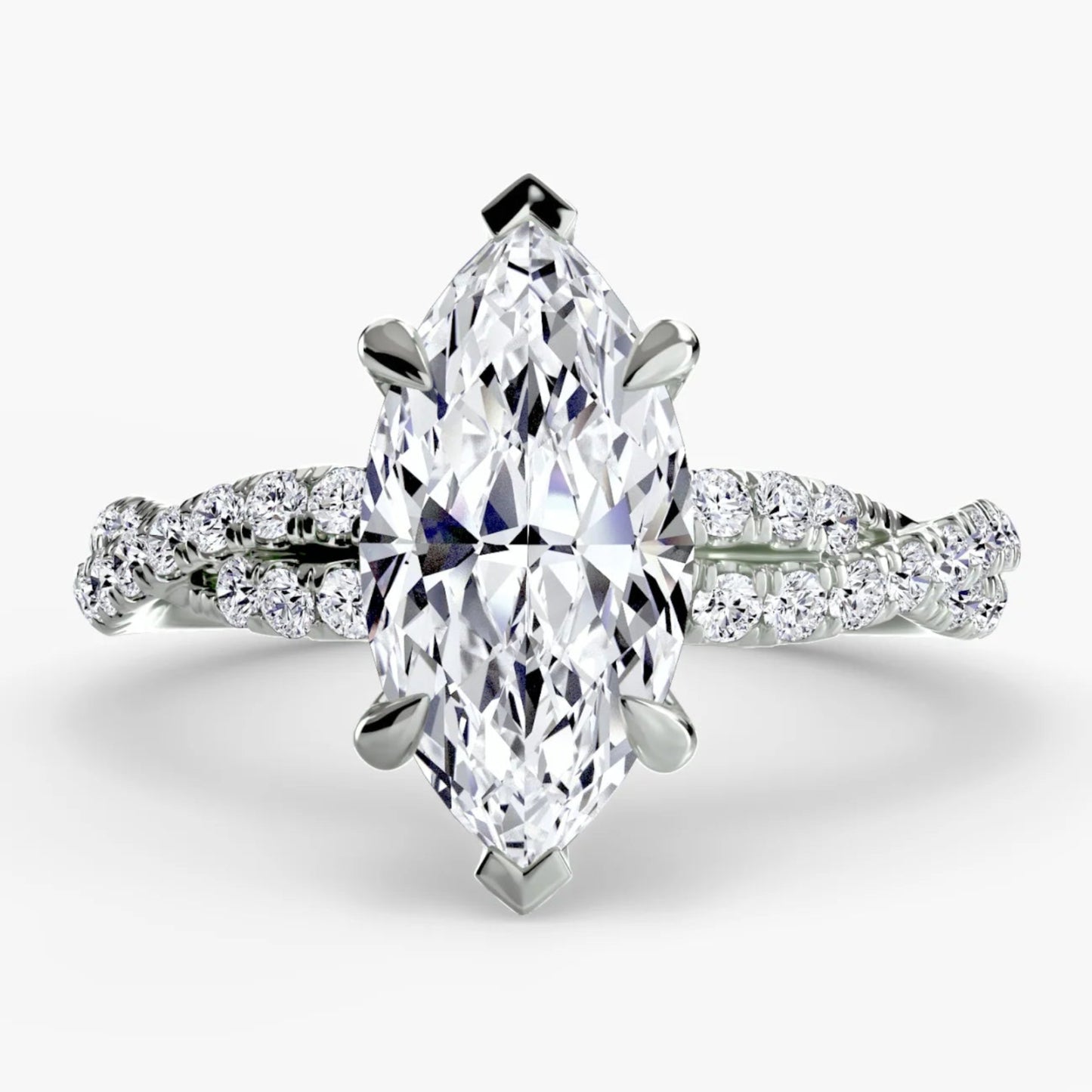 The Twisted Pavé Solitaire Marquise in White Gold