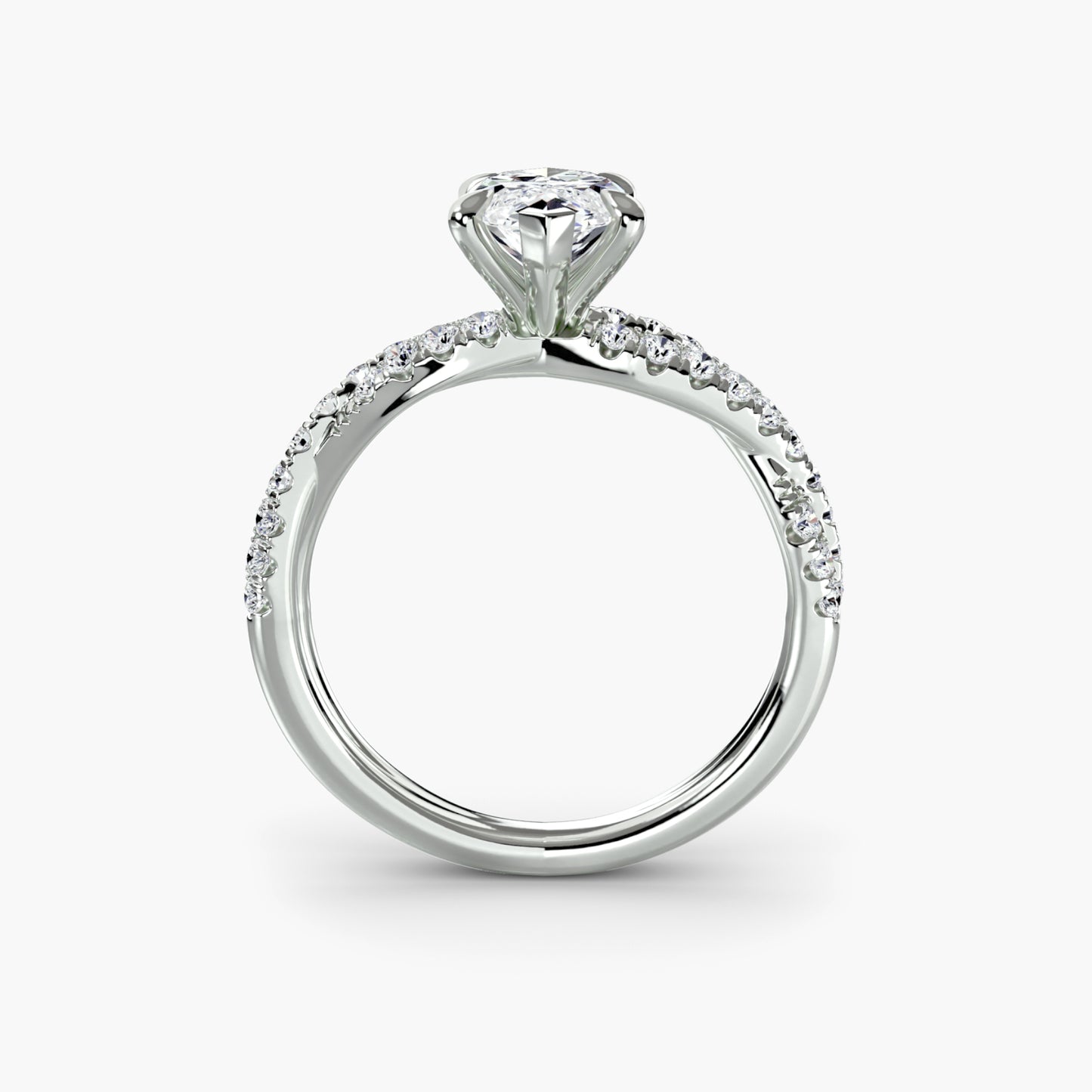 The Twisted Pavé Solitaire Marquise in White Gold