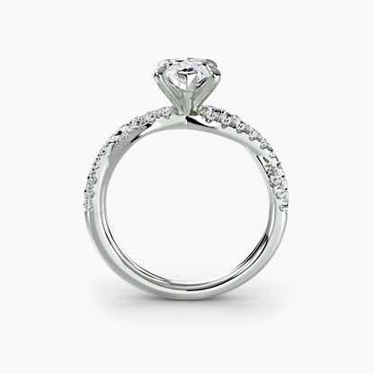 The Twisted Pavé Solitaire Marquise in White Gold