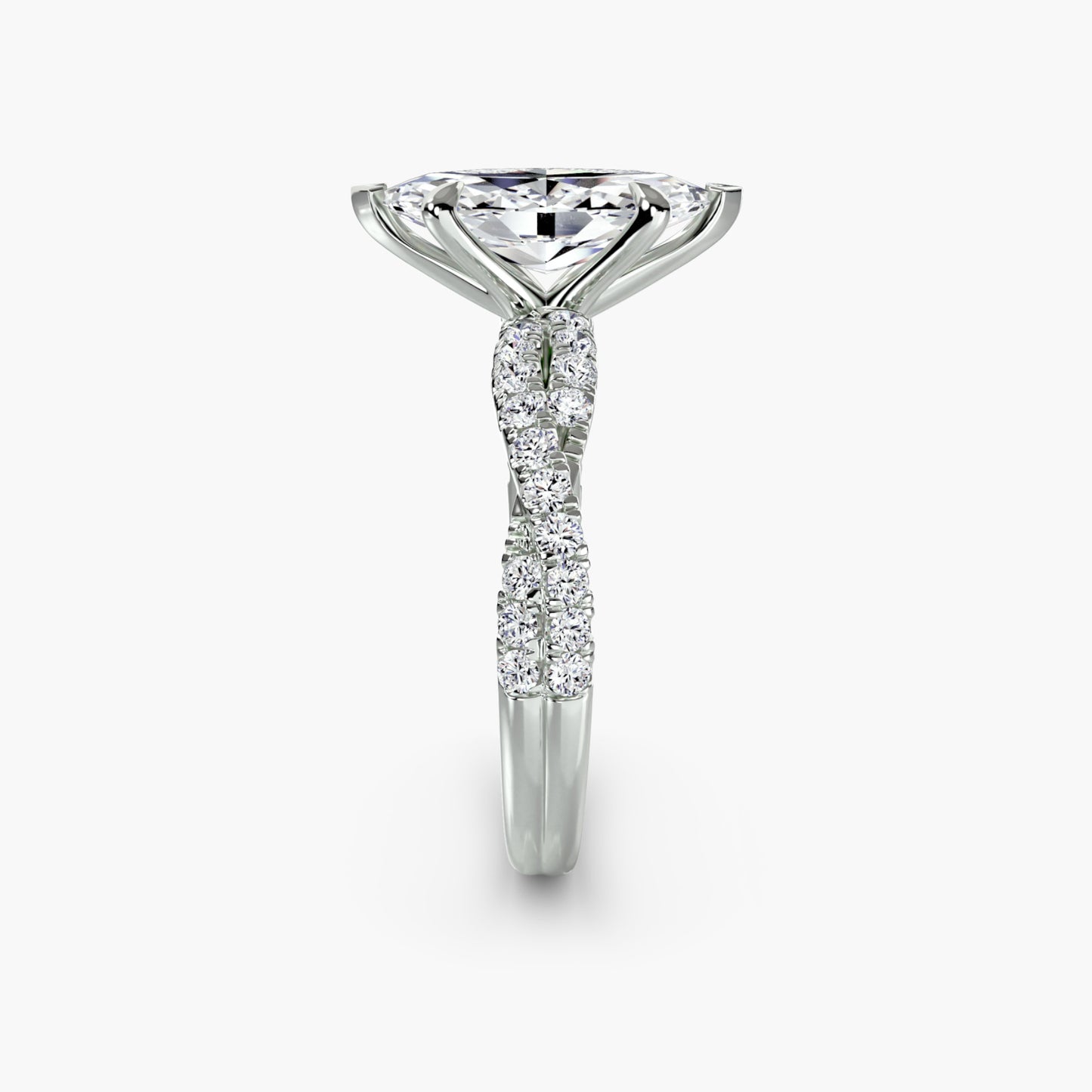 The Twisted Pavé Solitaire Marquise in White Gold