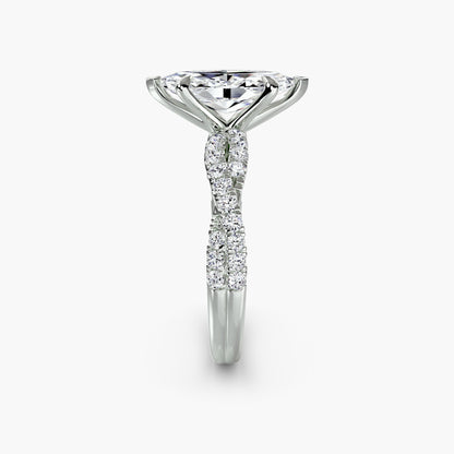 The Twisted Pavé Solitaire Marquise in White Gold