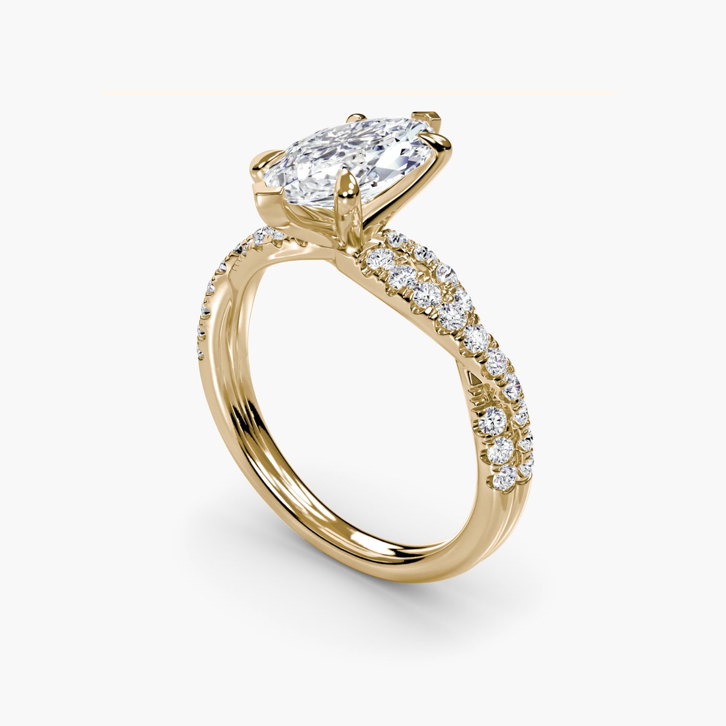 The Twisted Pavé Solitaire Marquise in Yellow Gold