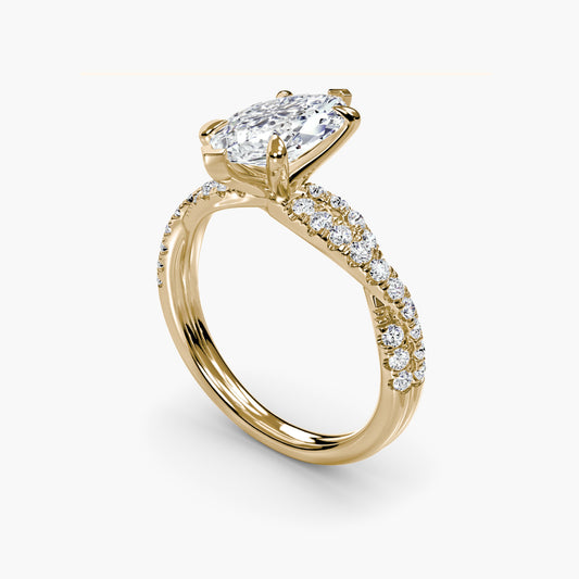 The Twisted Pavé Solitaire Marquise in Yellow Gold