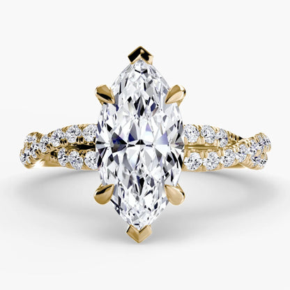 The Twisted Pavé Solitaire Marquise in Yellow Gold