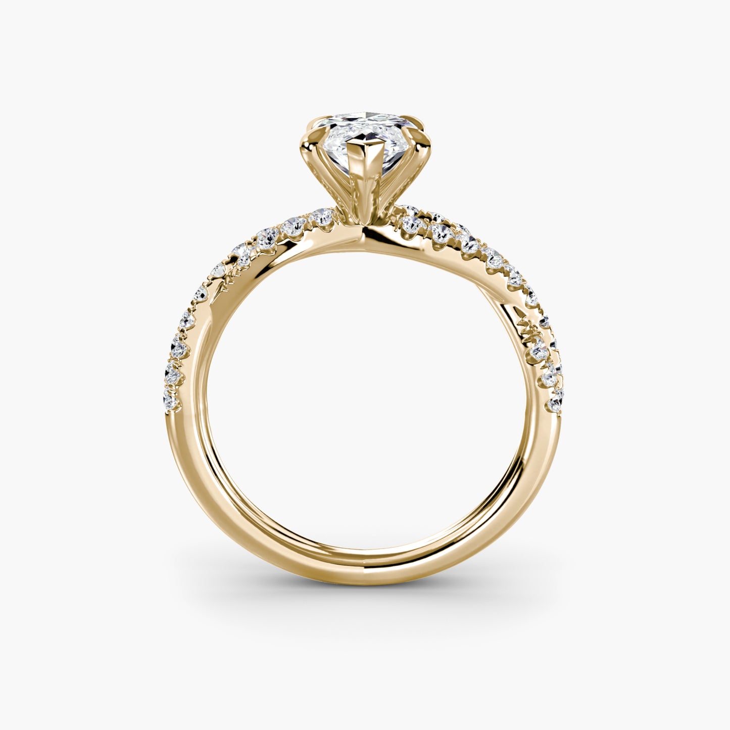 The Twisted Pavé Solitaire Marquise in Yellow Gold