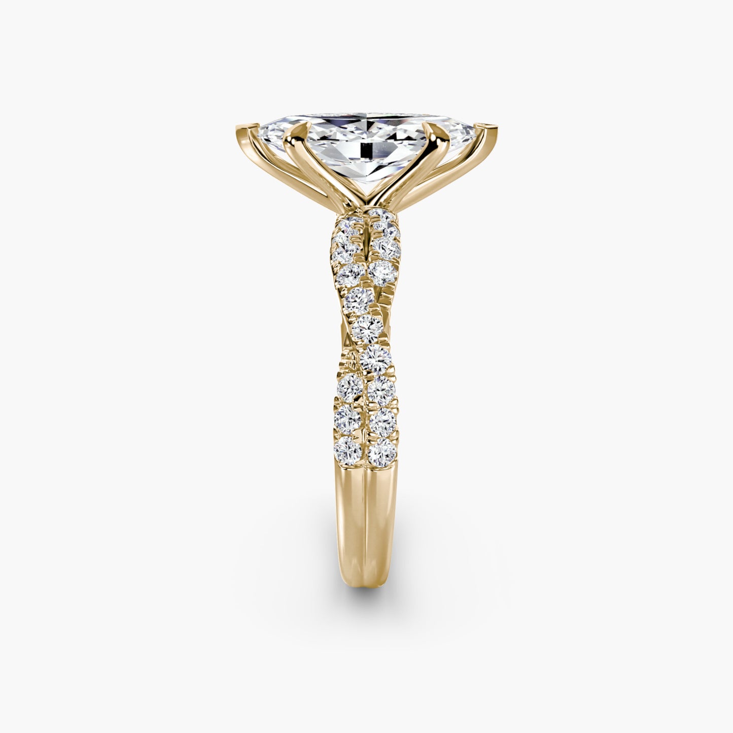 The Twisted Pavé Solitaire Marquise in Yellow Gold