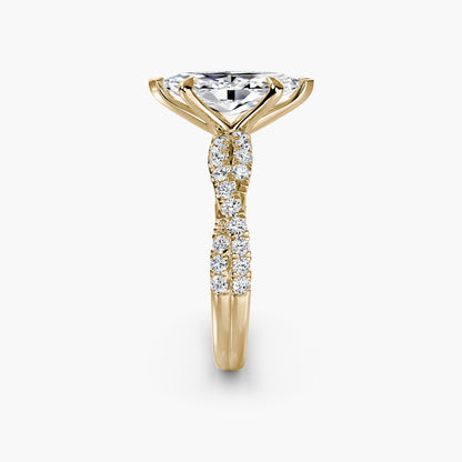 The Twisted Pavé Solitaire Marquise in Yellow Gold