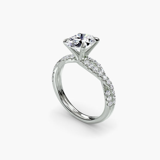 The Twisted Pavé Solitaire Oval in White Gold
