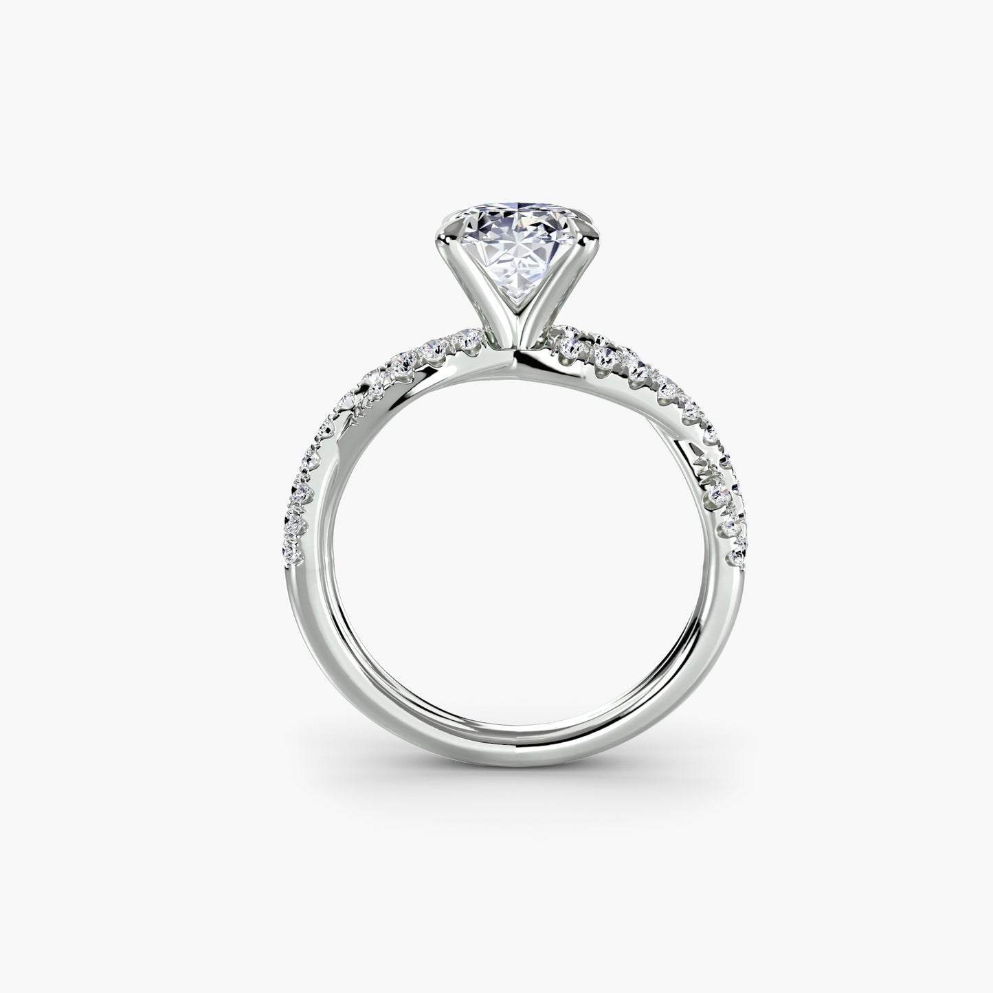 The Twisted Pavé Solitaire Oval in White Gold