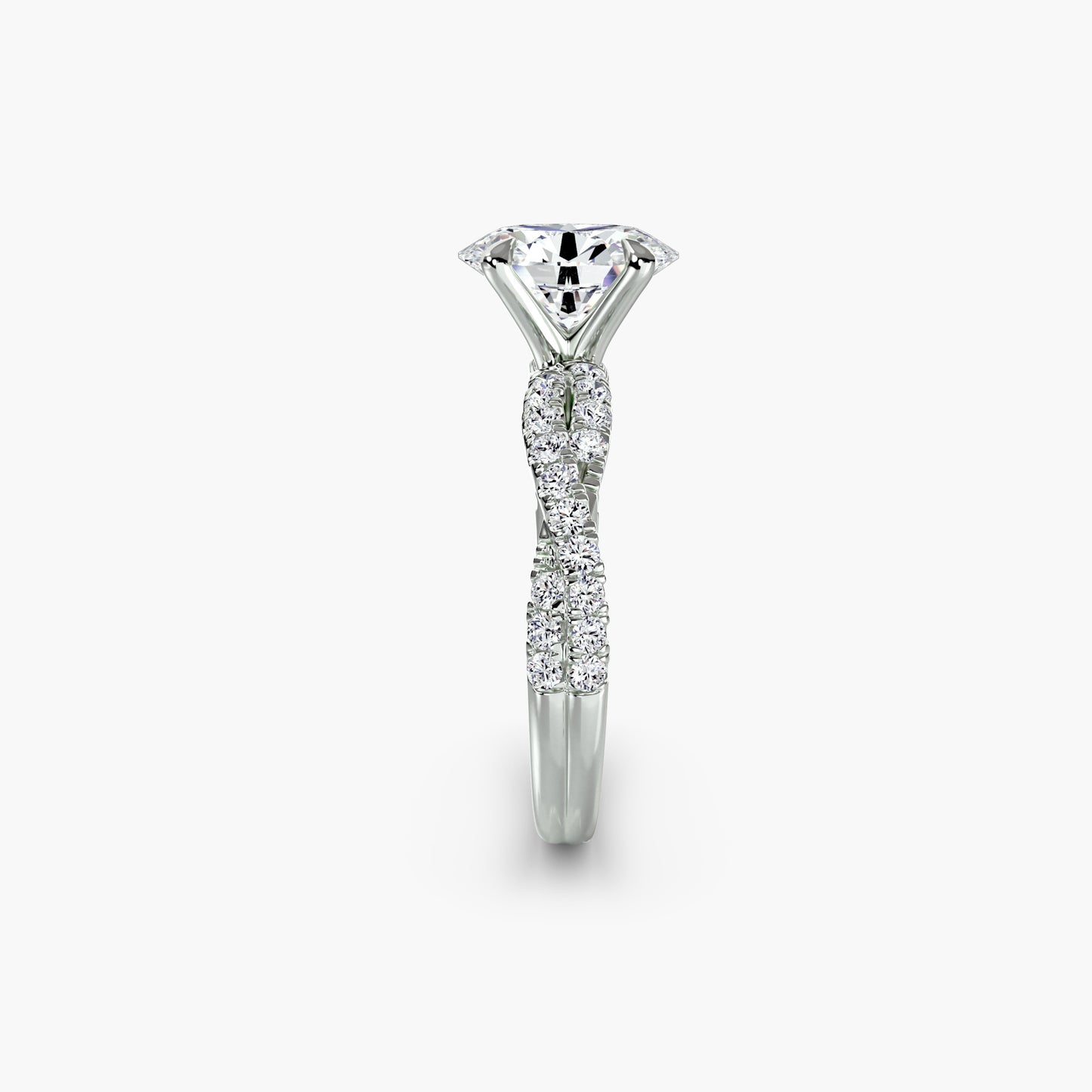 The Twisted Pavé Solitaire Oval in White Gold