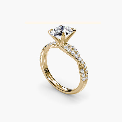 The Twisted Pavé Solitaire Oval in Yellow Gold