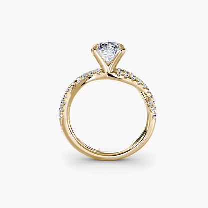The Twisted Pavé Solitaire Oval in Yellow Gold