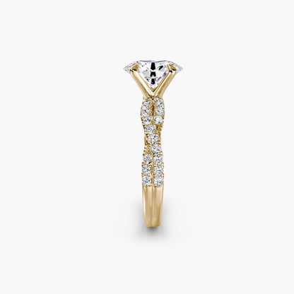 The Twisted Pavé Solitaire Oval in Yellow Gold