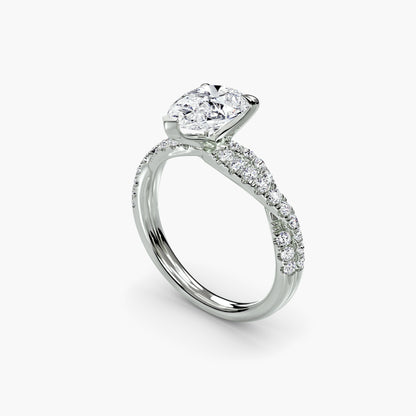 The Twisted Pavé Solitaire Pear shape in White Gold