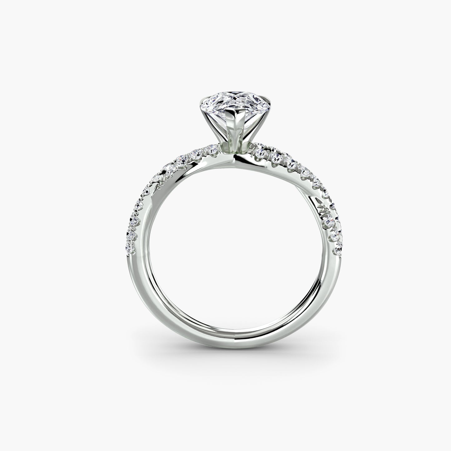The Twisted Pavé Solitaire Pear shape in White Gold