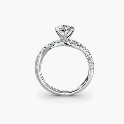 The Twisted Pavé Solitaire Pear shape in White Gold