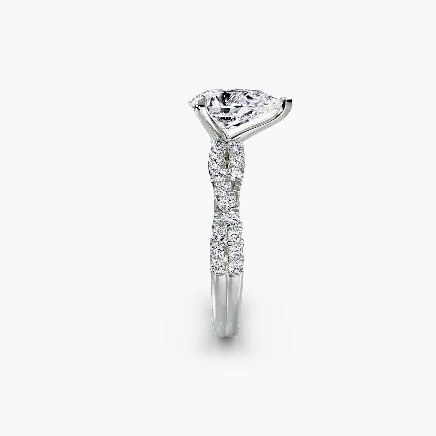 The Twisted Pavé Solitaire Pear shape in White Gold