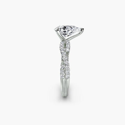 The Twisted Pavé Solitaire Pear shape in White Gold