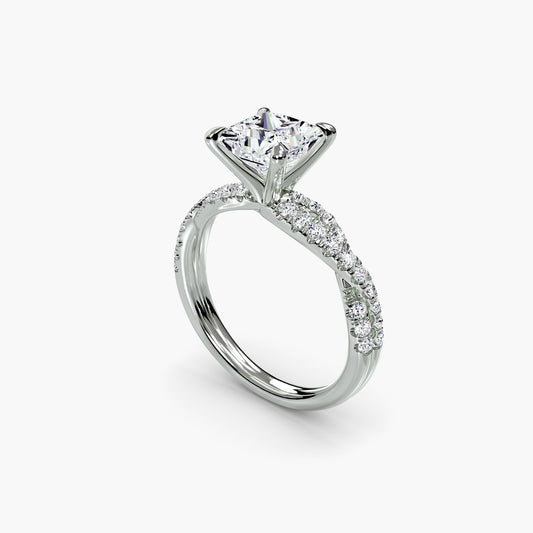 The Twisted Pavé Solitaire Princess cut in White Gold