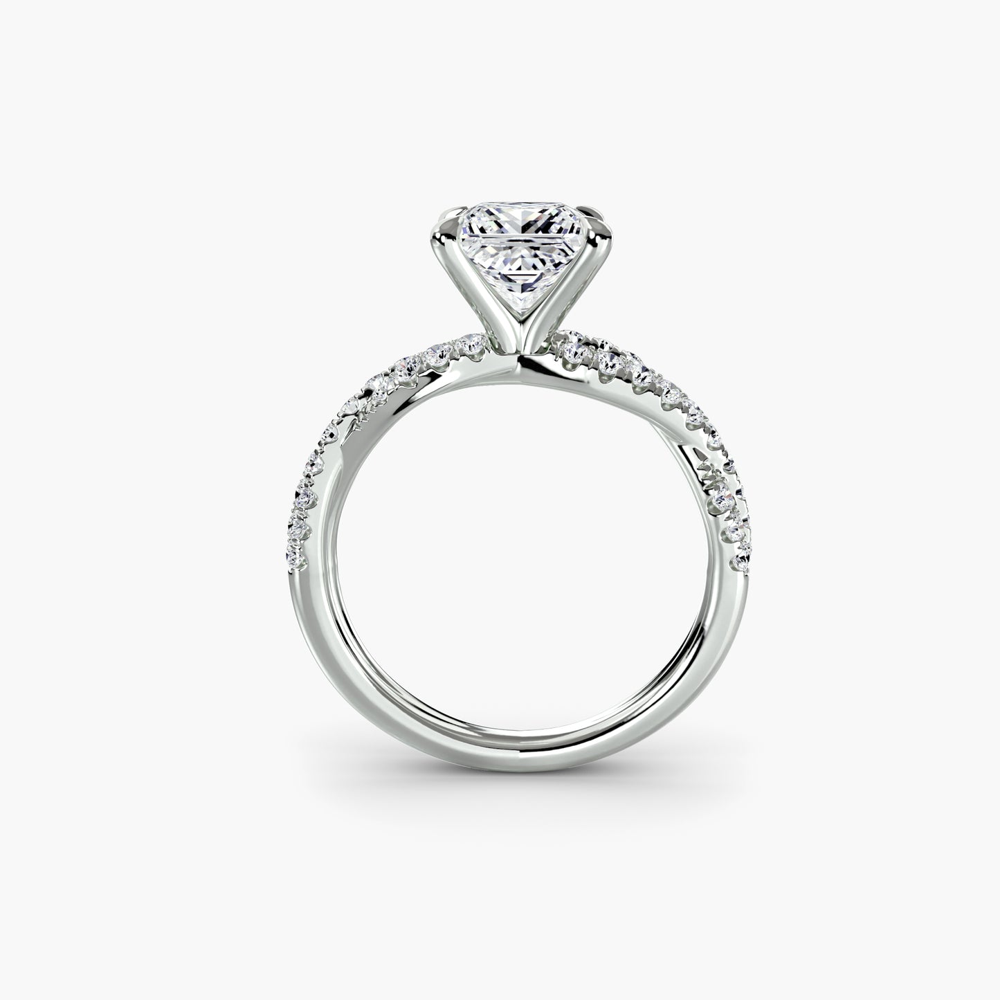 The Twisted Pavé Solitaire Princess cut in White Gold