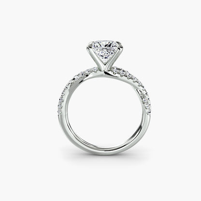 The Twisted Pavé Solitaire Princess cut in White Gold