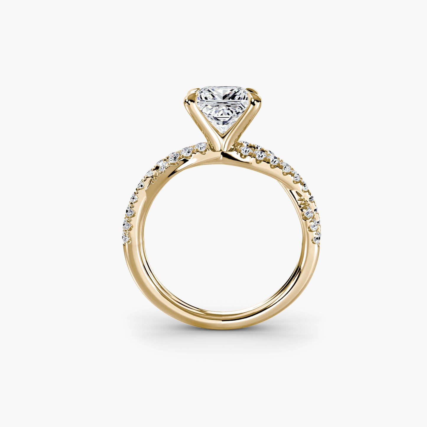 The Twisted Pavé Solitaire Princess cut in Yellow Gold
