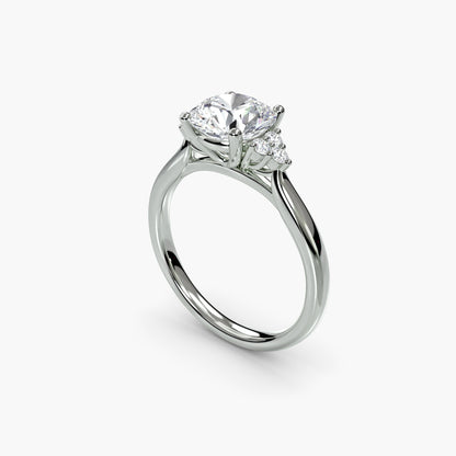 Solitaire with Cluster Shoulders in White Gold