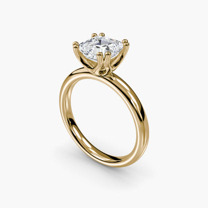 Solitaire ring 5 Asscher in Yellow Gold