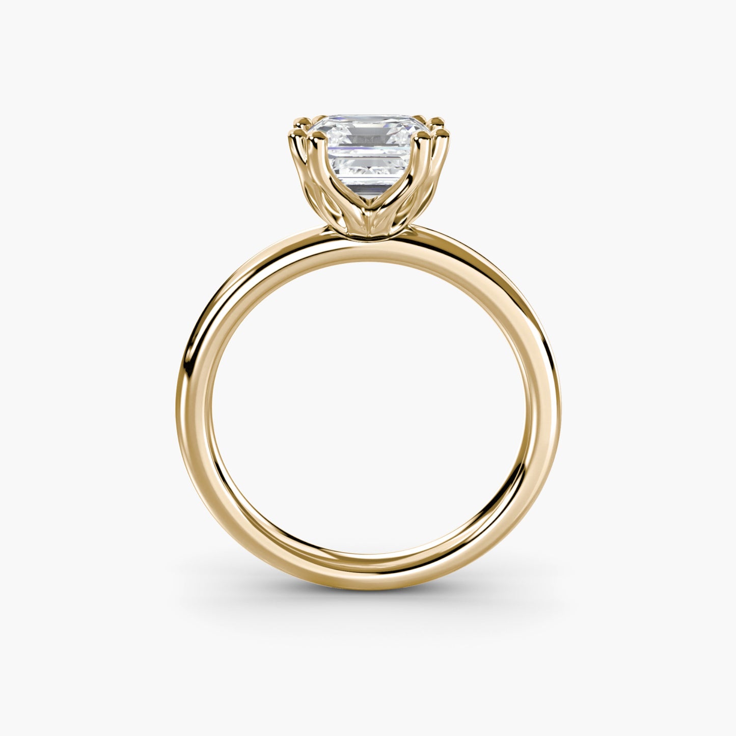 Solitaire ring 5 Asscher in Yellow Gold