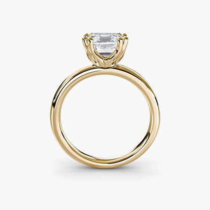 Solitaire ring 5 Asscher in Yellow Gold