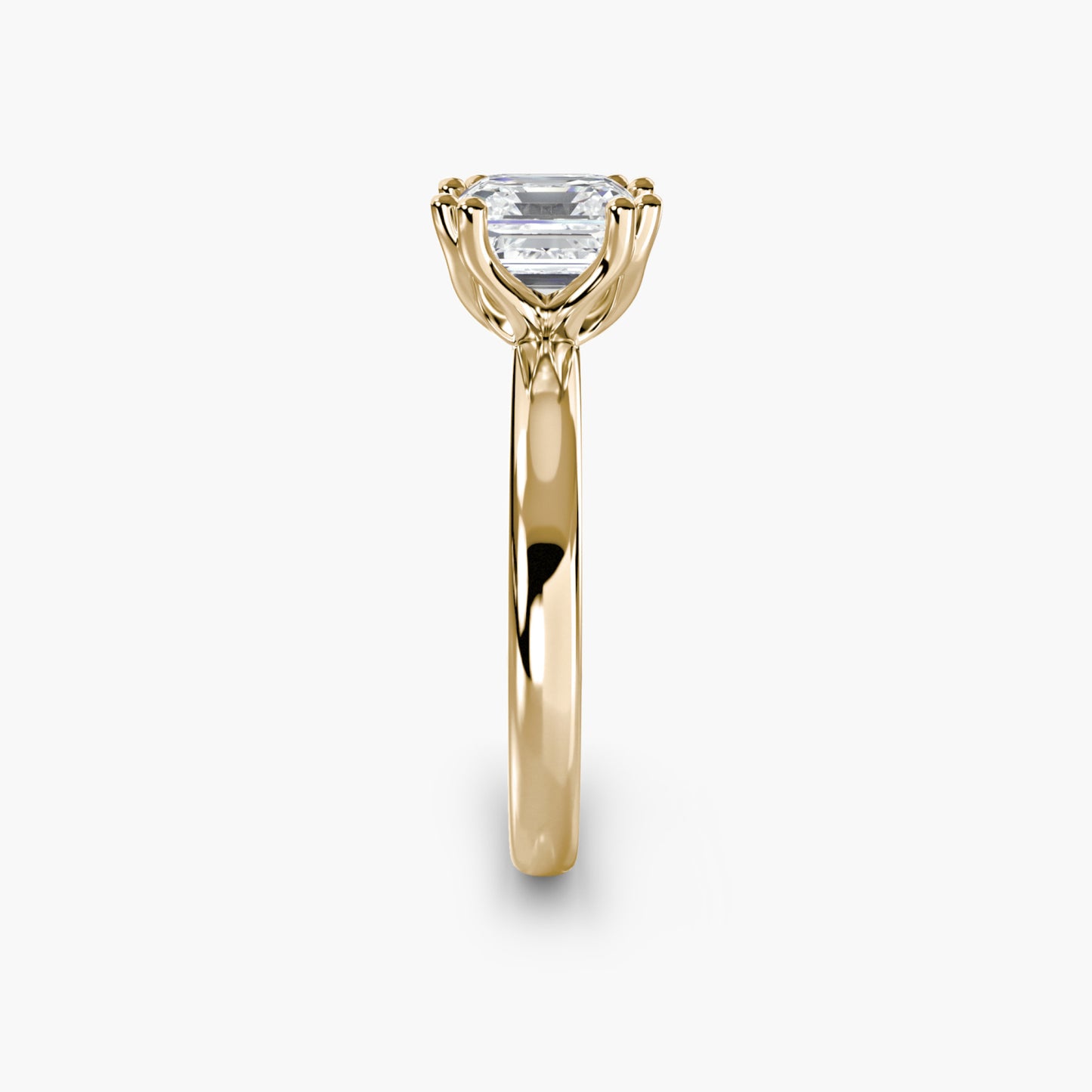 Solitaire ring 5 Asscher in Yellow Gold