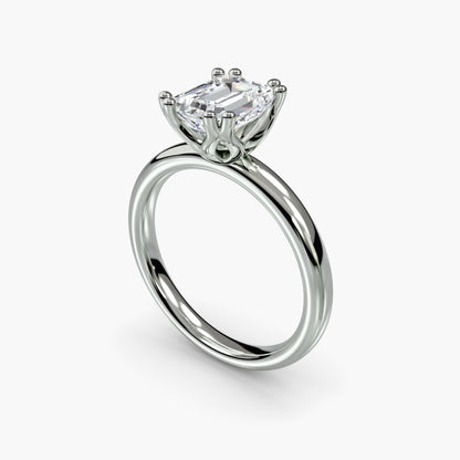 Solitaire ring 5 Emerald cut in White Gold