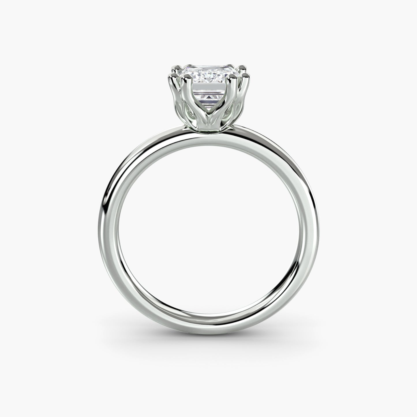 Solitaire ring 5 Emerald cut in White Gold