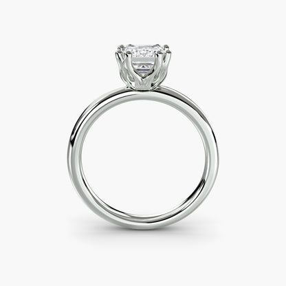 Solitaire ring 5 Emerald cut in White Gold