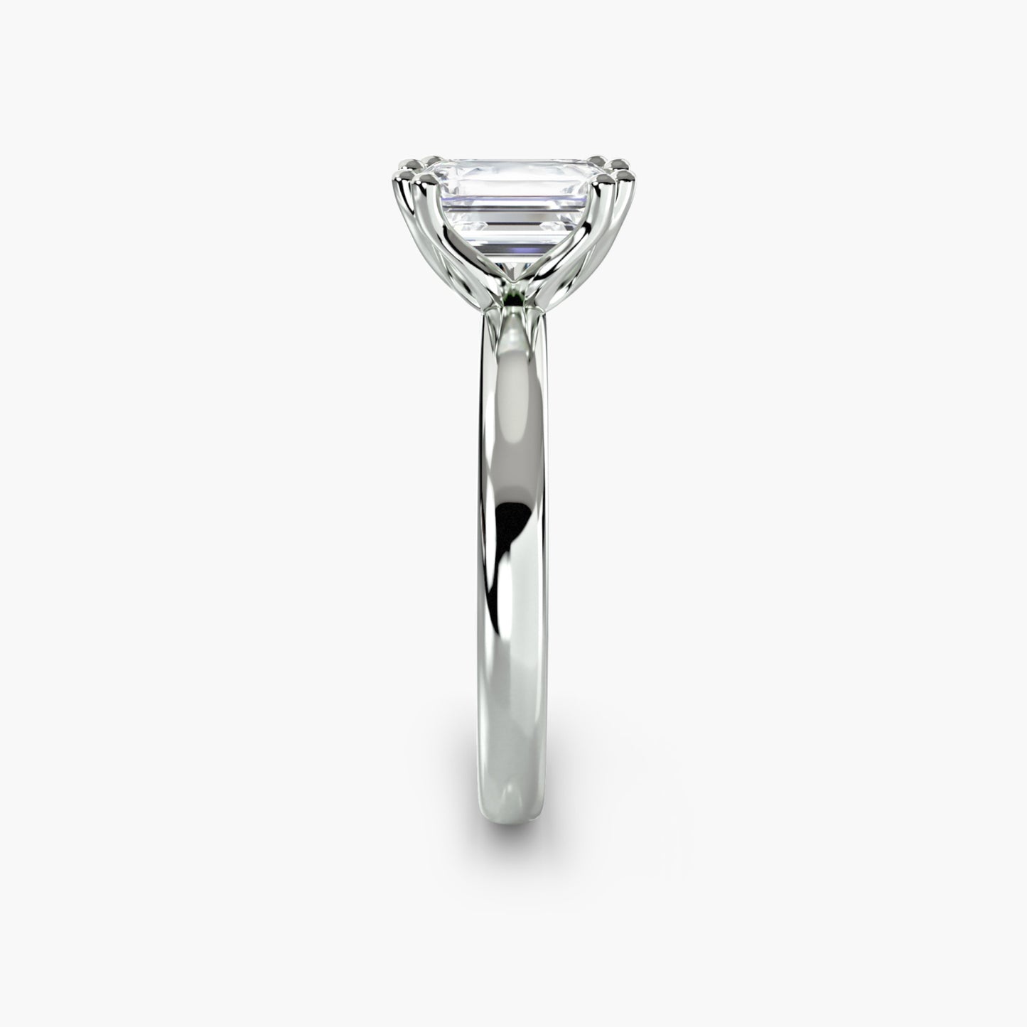 Solitaire ring 5 Emerald cut in White Gold