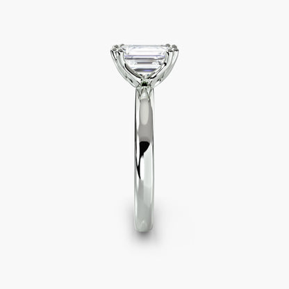 Solitaire ring 5 Emerald cut in White Gold