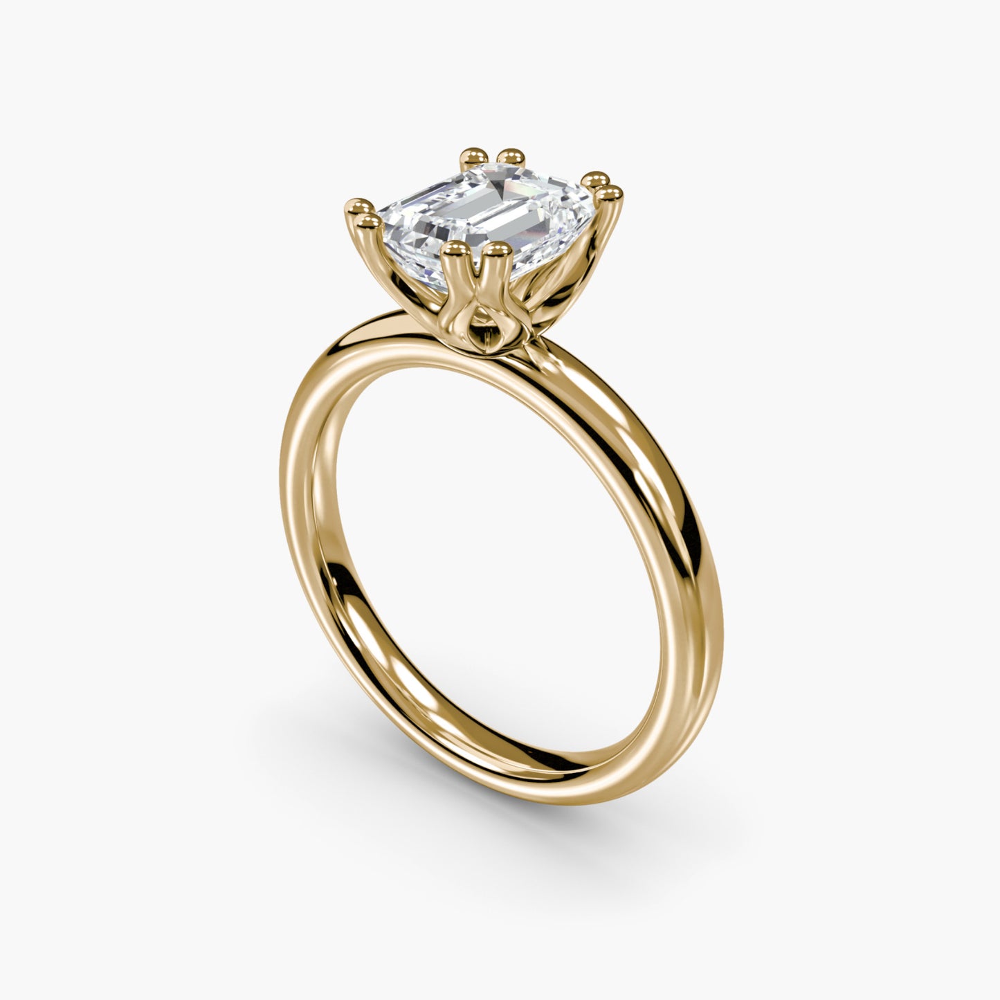 Solitaire ring 5 Emerald cut in Yellow Gold