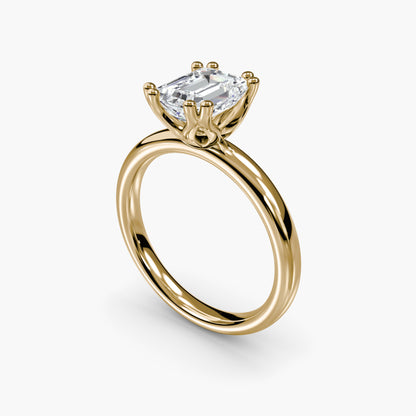 Solitaire ring 5 Emerald cut in Yellow Gold
