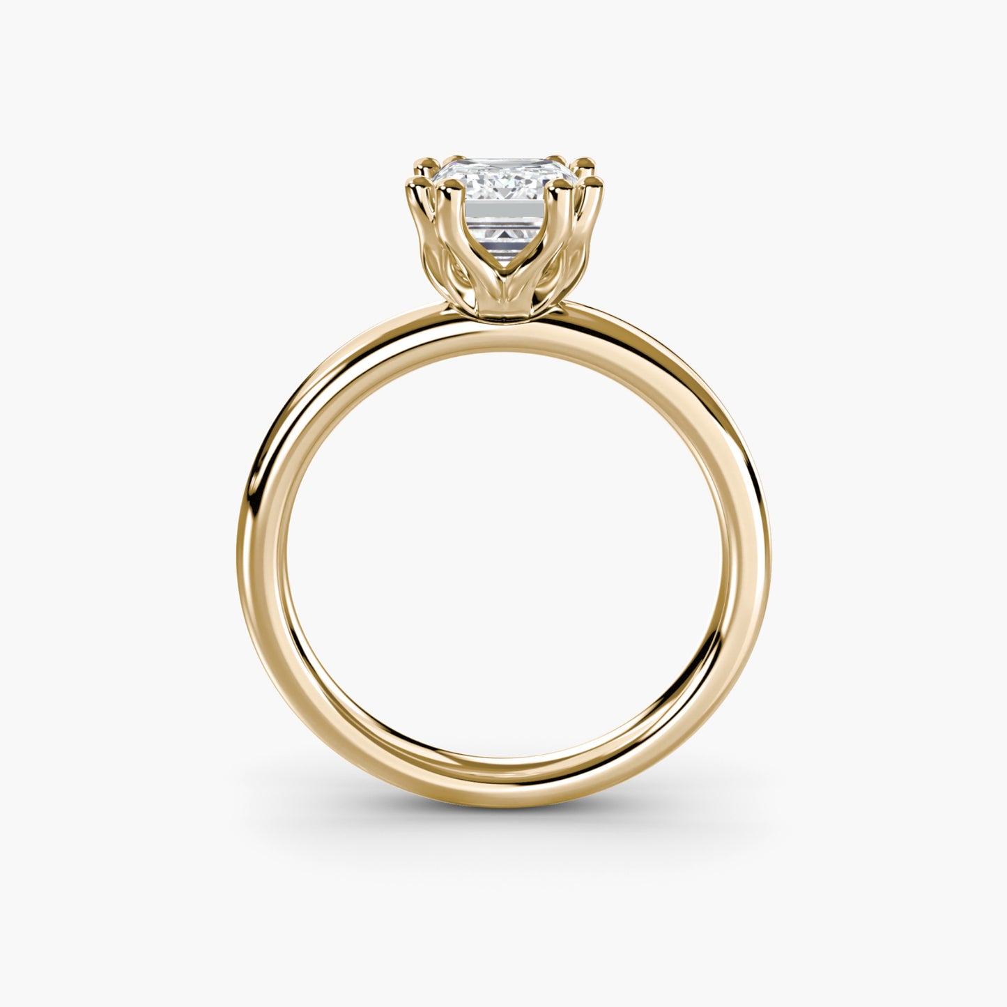 Solitaire ring 5 Emerald cut in Yellow Gold